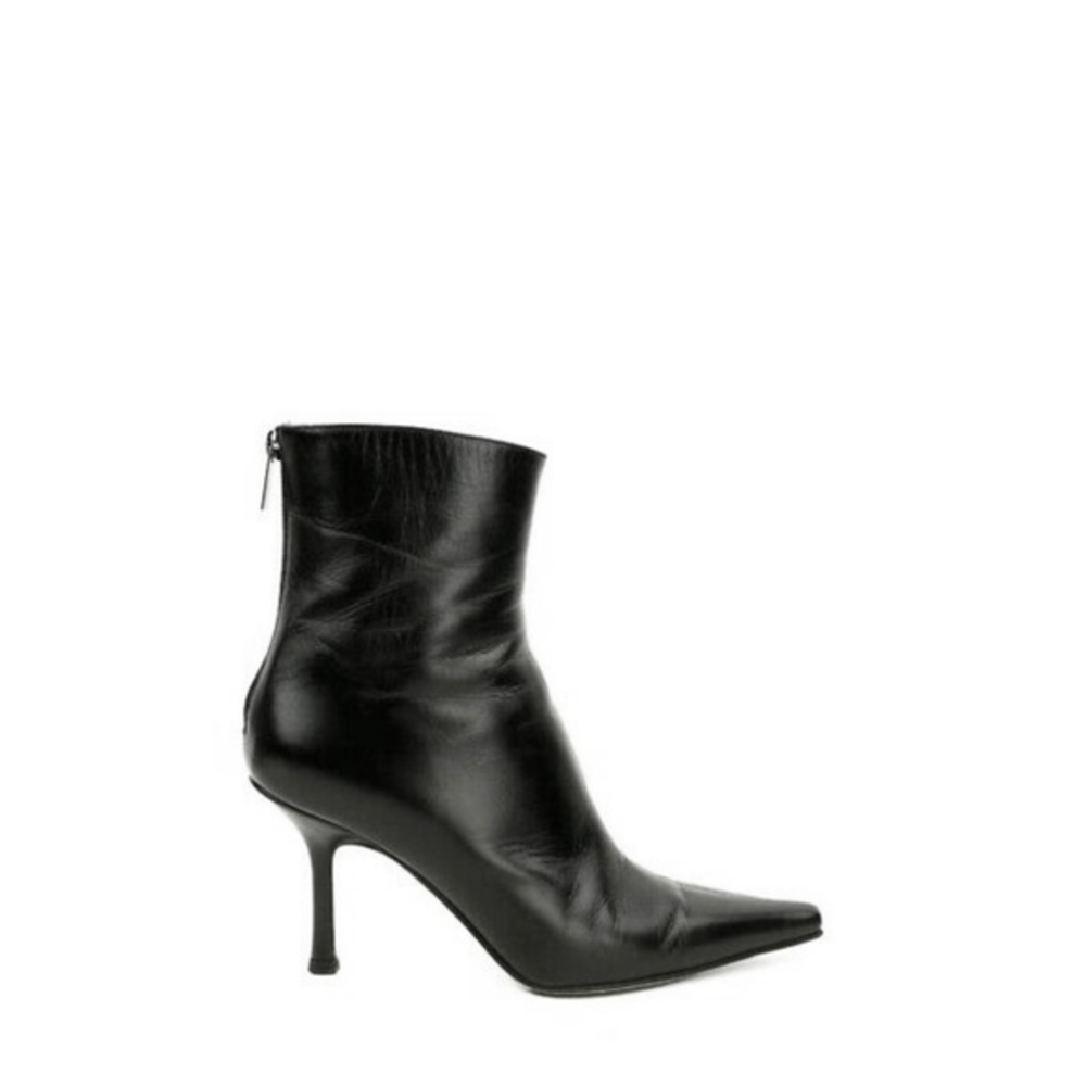 Jimmy Choo Daisy Black Leather Classic Pointed Toe Ankle‎ Boots